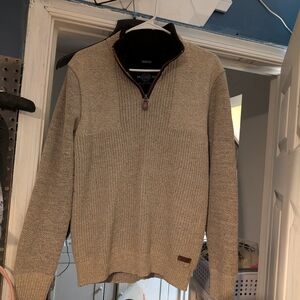 Buffalo David Bitton Men's Beige Zip-Up Sweater